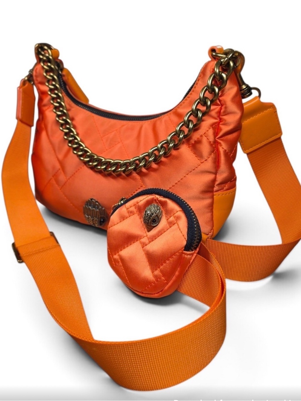 Kurt Geiger Quilted Orange Shoulder Bag with Coin Pouch